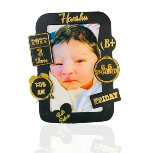 Customised Baby detailing Frame with Golden Acrylic